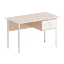 Стол преподавателя каркасный с подвесной тумбой (бук/белый) - «globural.ru» - Мурманск